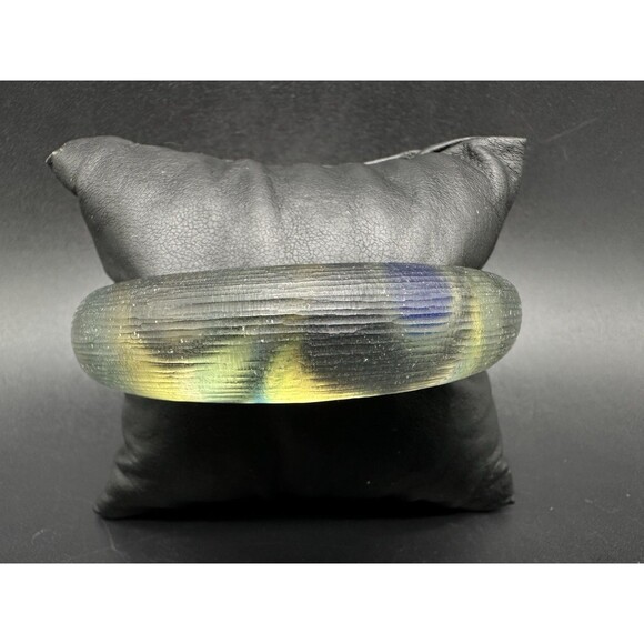 ALEXIS BITTAR Peacock Design Lucite Bangle Bracelet 7.75” - Picture 5 of 11